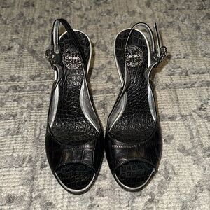Tory Burch croc print heels